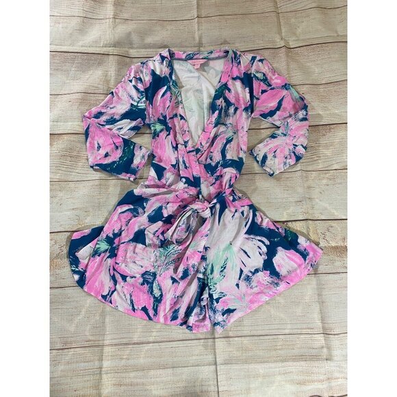 Lilly Pulitzer Women's Karlie Wrap Romper In Tidal Wave - Small - Picture 4 of 13